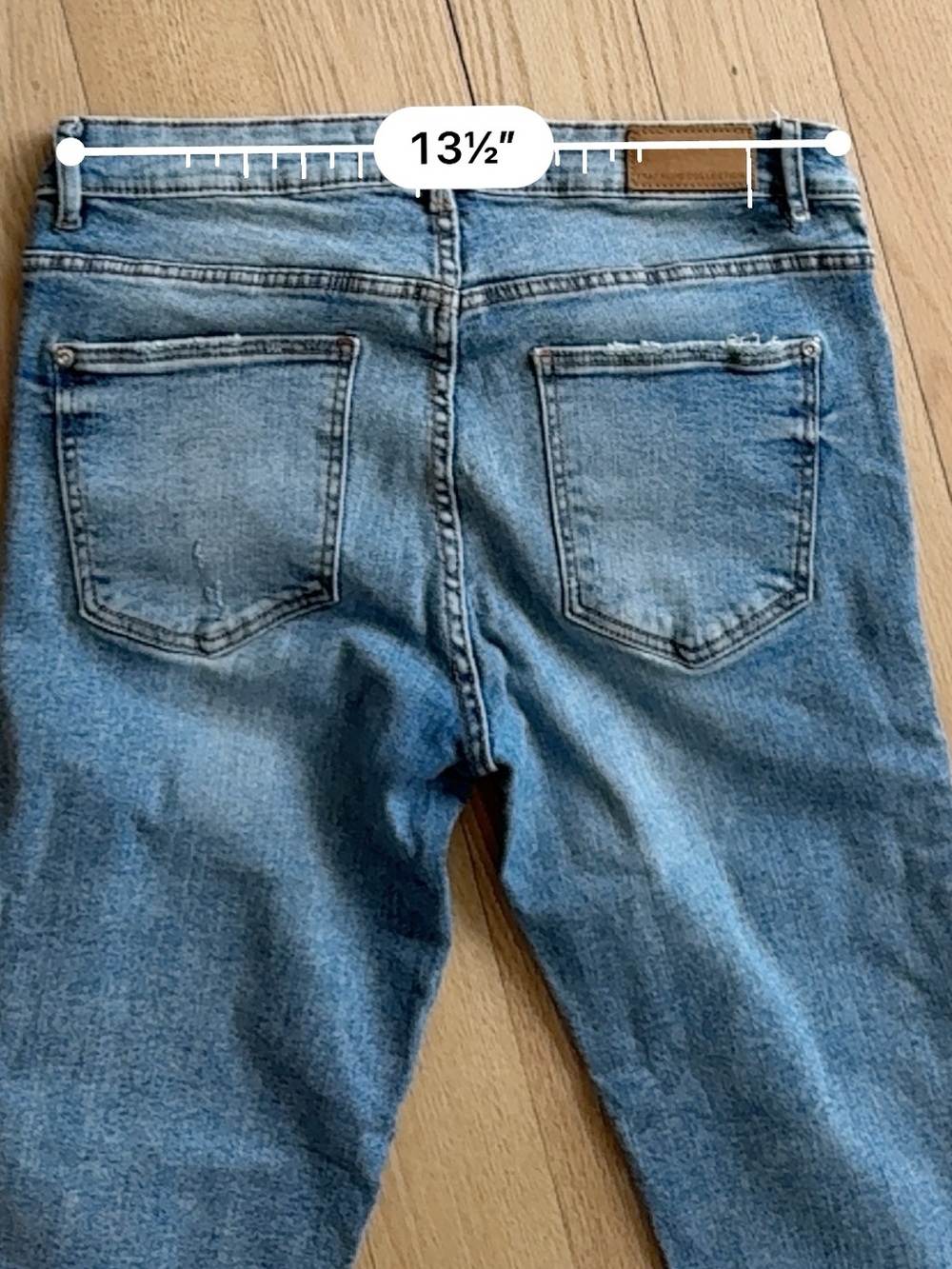 Zara Light Blue Slim Fit Distressed Jeans 8 - Picture 6 of 7